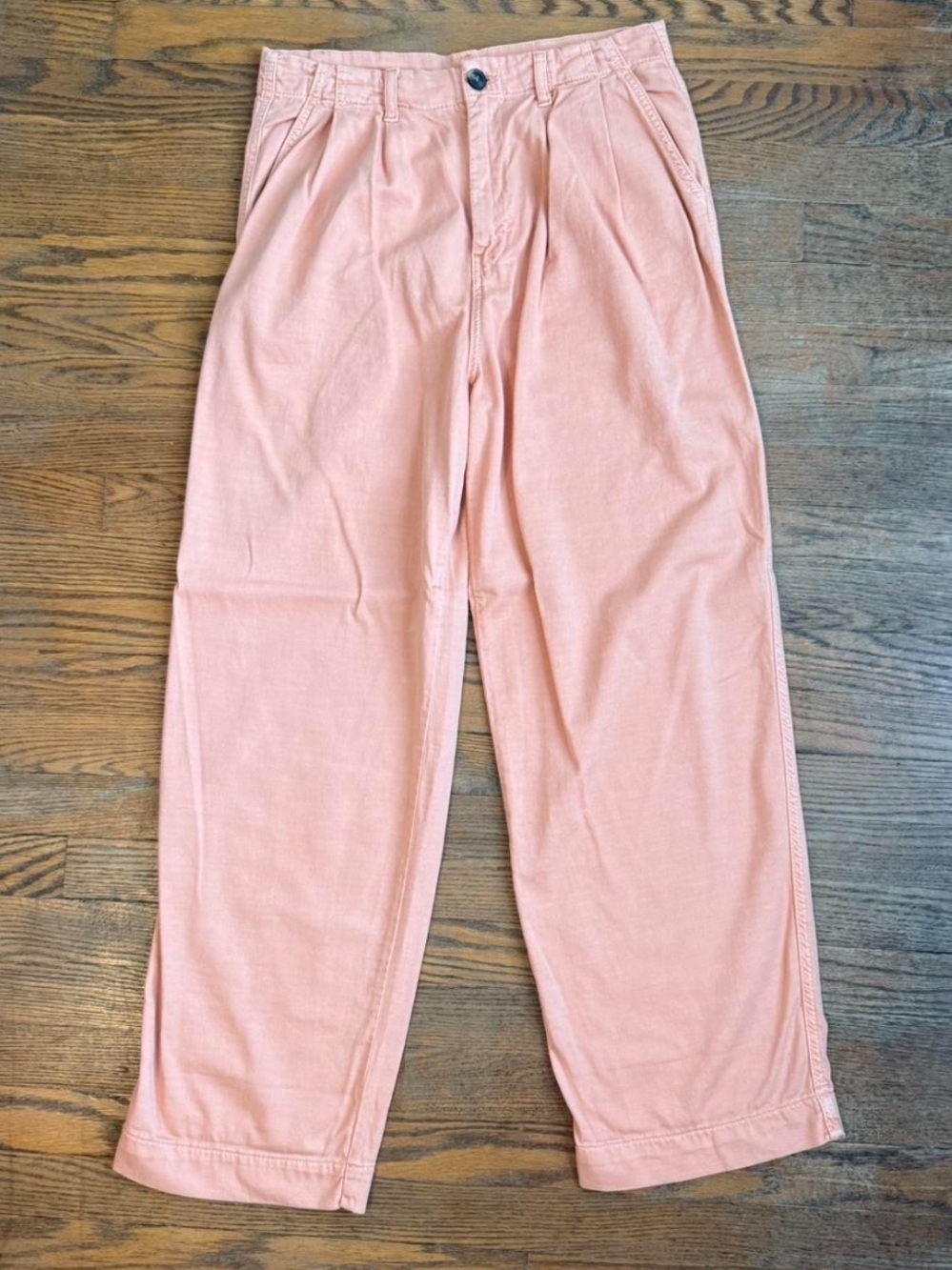 Free People Addy Relaxed Wide Leg Chino Pants Peach Coral Orange Size 4 - Picture 5 of 9